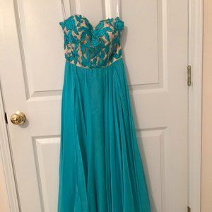 Sherri Hill Turquoise Long Dress